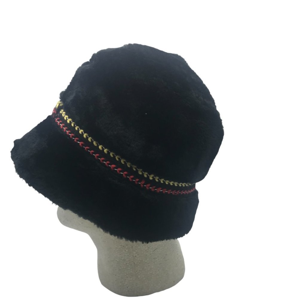 Vintage Fleece Fedora Faux Fur Winter Hat Black Banded Union‎ Made Men Medium